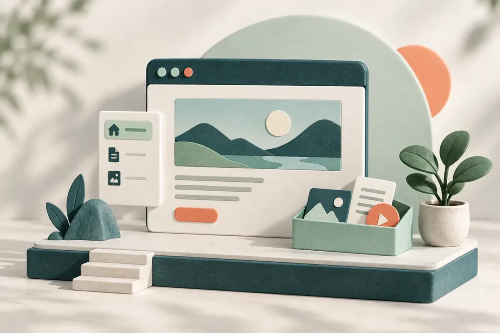 Illustration zum Starter-Tarif: ein überschaubares Websiteprojekt mit kleiner Medienablage